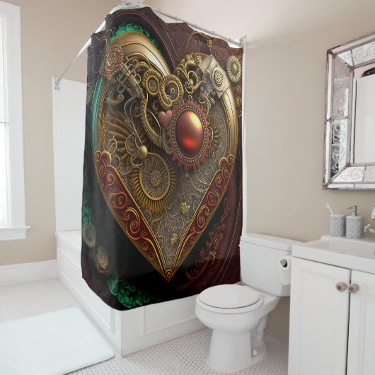 Steampunk Heart Shower Curtain Douchegordijn (In situ)