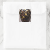 Steampunk Heart Vierkante Sticker (Tas)