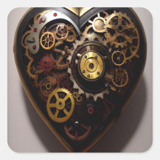 Steampunk Heart Vierkante Sticker (Voorkant)