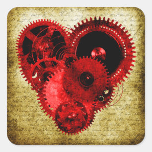 Steampunk Heart Vierkante Sticker