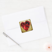 Steampunk Heart Vierkante Sticker (Envelop)