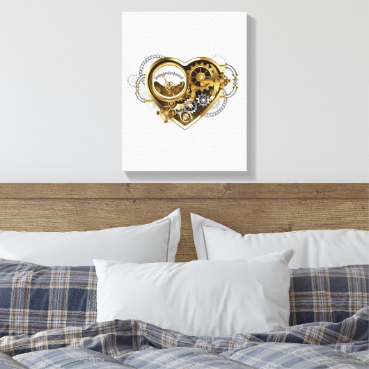 Steampunk Heart with a Manometer Canvas Afdruk (Insitu (Slaapkamer))