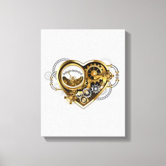 Steampunk Heart with a Manometer Canvas Afdruk (Voorkant)