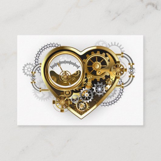 Steampunk Heart with a Manometer Contactkaartje (Voorkant)