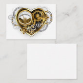Steampunk Heart with a Manometer Contactkaartje (Voorkant / Achterkant)
