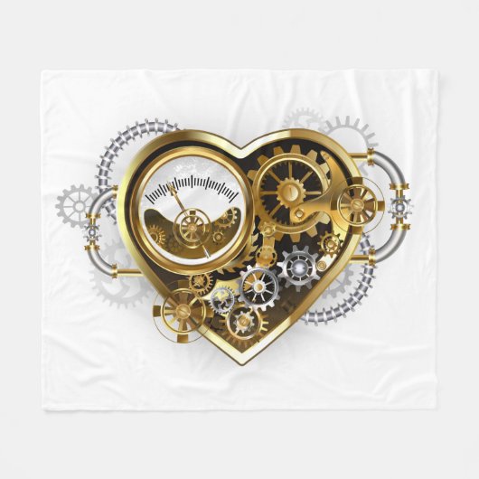 Steampunk Heart with a Manometer Fleece Deken (Voorkant (Horizontaal))