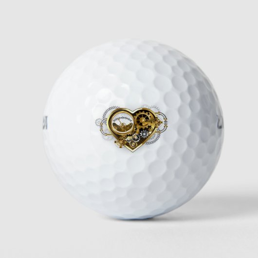 Steampunk Heart with a Manometer Golfballen (Voorkant)