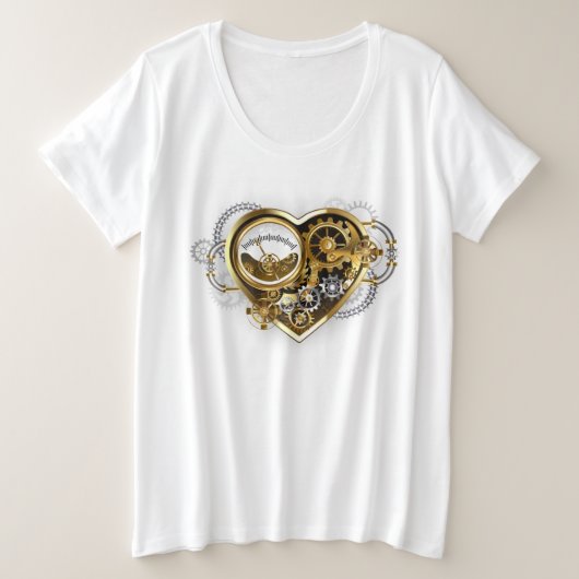 Steampunk Heart with a Manometer Grote Maat T-shirt (Design voorkant)