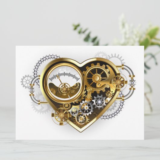 Steampunk Heart with a Manometer Kaart (Staand voorkant)