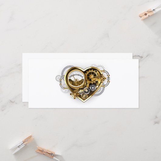Steampunk Heart with a Manometer Kaart (Voorkant / Achterkant in situ)