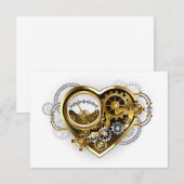 Steampunk Heart with a Manometer RSVP Kaartje (Voorkant / Achterkant)
