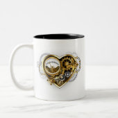 Steampunk Heart with a Manometer Tweekleurige Koffiemok (Links)