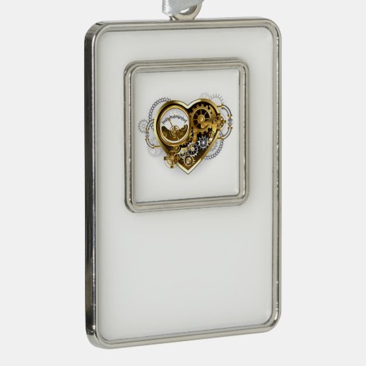Steampunk Heart with a Manometer Verzilverd Omlijst Ornament (Rechts)