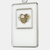 Steampunk Heart with a Manometer Verzilverd Omlijst Ornament (Links)