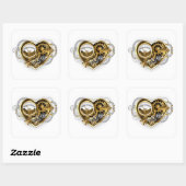 Steampunk Heart with a Manometer Vierkante Sticker (Vel)