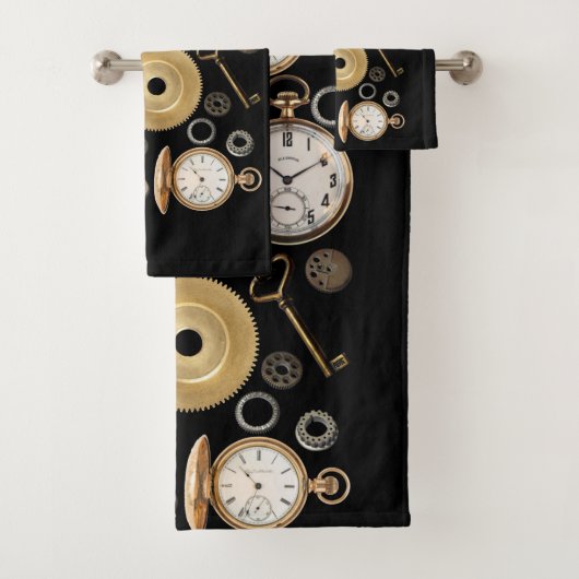 Steampunk heeft objecten Gears Pocket watch Skelet Bad Handdoek (Insitu)