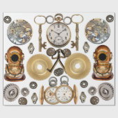 Steampunk heeft objecten Gears Pocket watch Skelet Cadeaupapier (Vlak)