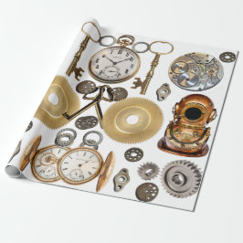 Steampunk heeft objecten Gears Pocket watch Skelet Cadeaupapier