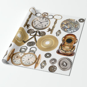 Steampunk heeft objecten Gears Pocket watch Skelet Cadeaupapier