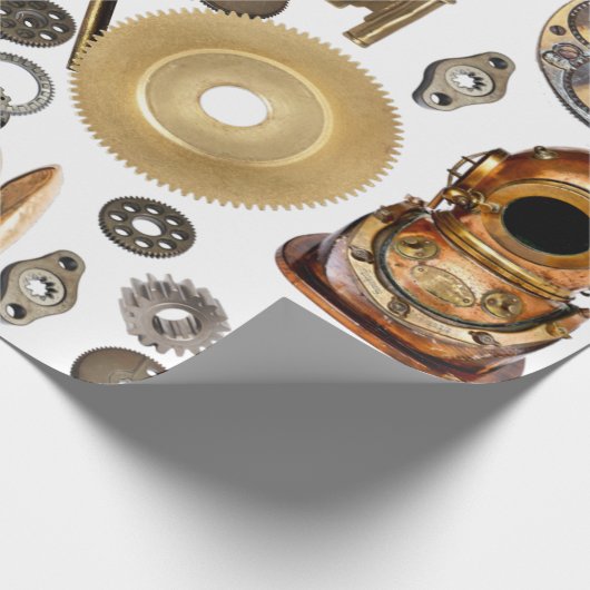 Steampunk heeft objecten Gears Pocket watch Skelet Cadeaupapier (Hoek)