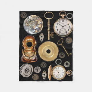 Steampunk heeft objecten Gears Pocket watch Skelet Fleece Deken