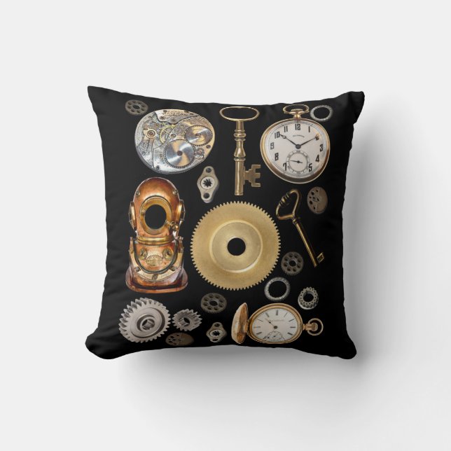 Steampunk heeft objecten Gears Pocket watch Skelet Kussen (Voorkant)