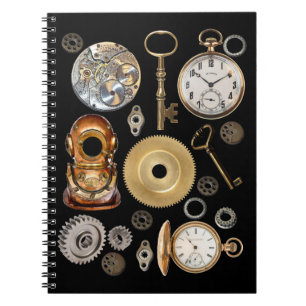 Steampunk heeft objecten Gears Pocket watch Skelet Notitieboek