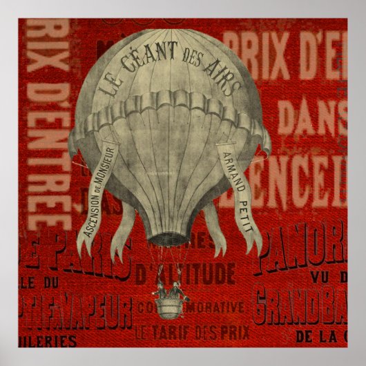 Steampunk Heet Lucht Ballonrit Grafische Lettertyp Poster (Voorkant)
