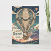 Steampunk Heet Luchtballon Avontuur Verjaardag Kaart (Voorkant)