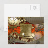 Steampunk heks petten klokken en tandwielen briefkaart (Voorkant / Achterkant)