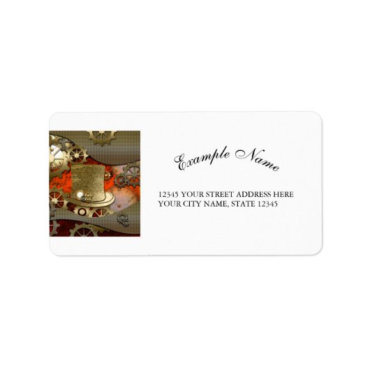 Steampunk heks petten klokken en tandwielen etiket (Voorkant)