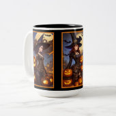 Steampunk heksen tweekleurige koffiemok (Voorkant links)