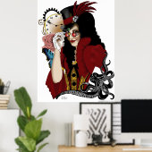 Steampunk helemaal in het rood poster (Thuiskantoor)