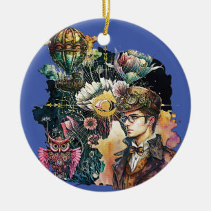 Steampunk Hero - Een collage Keramisch Ornament