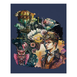 Steampunk Hero - Een collage Perfect Poster