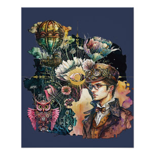 Steampunk Hero - Een collage Perfect Poster