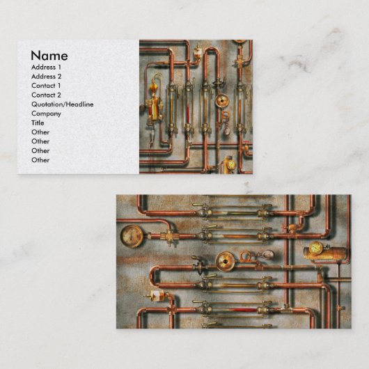 Steampunk - Het smeermiddelspruitstuk Visitekaartje (Voorkant / Achterkant)