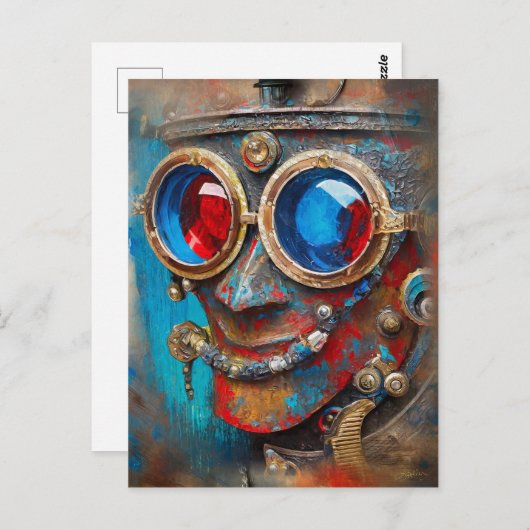 Steampunk Het Tin Man Portret Briefkaart (Voorkant / Achterkant)