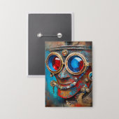 Steampunk Het Tin Man Portret Button (Voorkant / Achterkant)