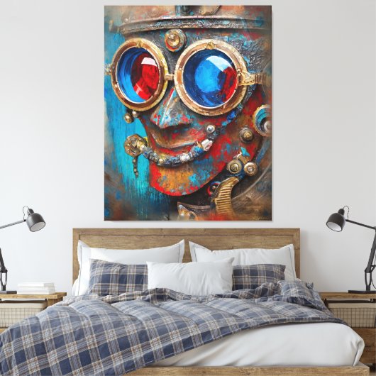 Steampunk Het Tin Man Portret Canvas Afdruk (Insitu (Slaapkamer))