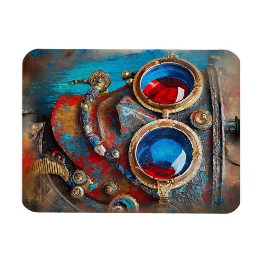 Steampunk Het Tin Man Portret Magneet (Horizontaal)