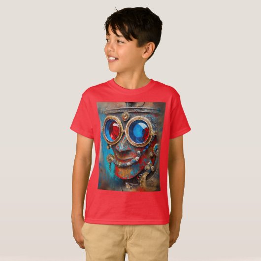 Steampunk Het Tin Man Portret T-shirt (Voorkant volledig)