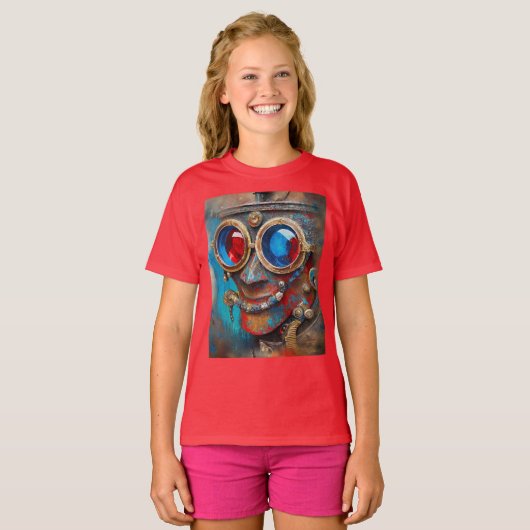 Steampunk Het Tin Man Portret T-shirt (Voorkant volledig)