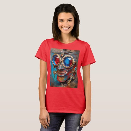 Steampunk Het Tin Man Portret T-shirt (Voorkant volledig)