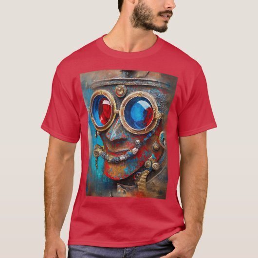 Steampunk Het Tin Man Portret T-shirt (Voorkant)