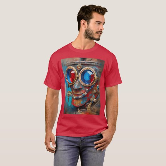 Steampunk Het Tin Man Portret T-shirt (Voorkant volledig)