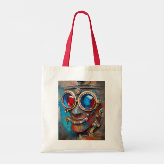 Steampunk Het Tin Man Portret Tote Bag (Achterkant)