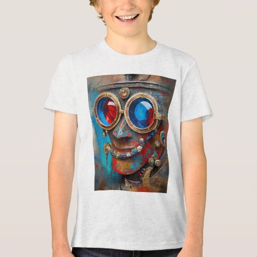 Steampunk Het Tin Man Portret Tri-Blend Shirt (Voorkant)