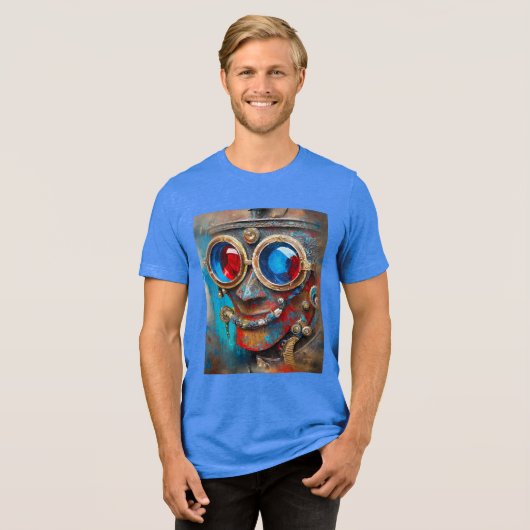 Steampunk Het Tin Man Portret Tri-Blend Shirt (Voorkant volledig)