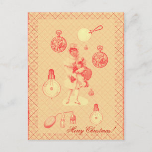steampunk het vintage meisje van Kerstmis met Feestdagenkaart